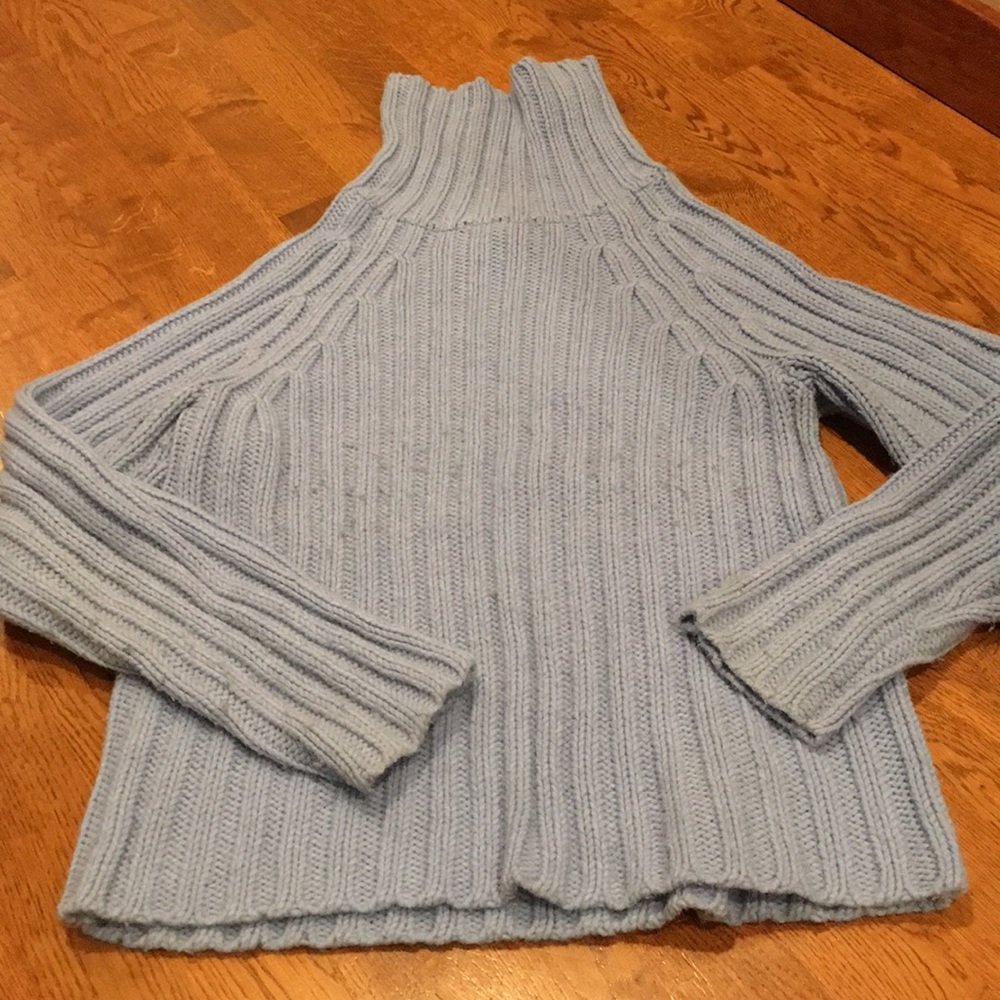 Express bright sky blue cowl neck wool sweater XL